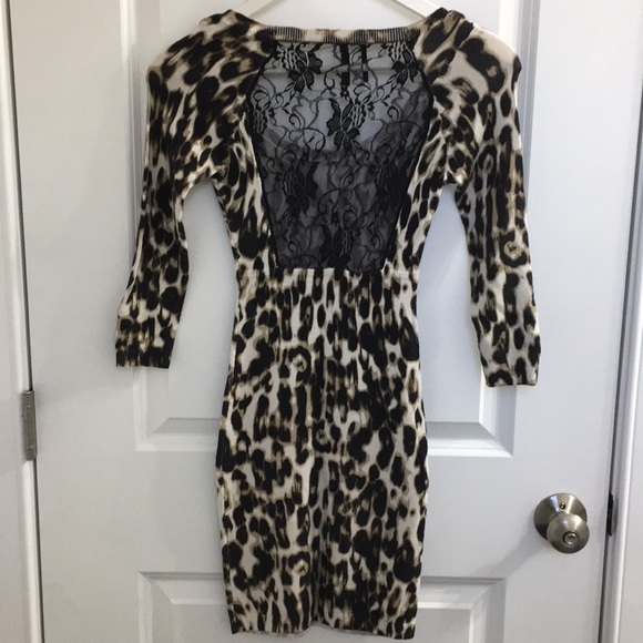 Guess, Animal Print 3/4 Sleeve Knit Dress - Picture 3 of 5